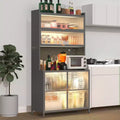 Tall kitchen food cabinet with 6-layer flip-top doors, pegboard, spacious, adjustable, and stylish metal food storage cabinet