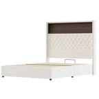 Letto imbottito in velluto Whisen Queen Size, letto a piattaforma con schienale ad ala, testiera alta 52'' con decorazione a rivetti, mensola sulla testiera
