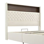 Letto imbottito in velluto Whisen Queen Size, letto a piattaforma con schienale ad ala, testiera alta 52'' con decorazione a rivetti, mensola sulla testiera