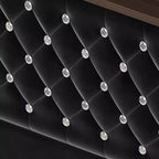 Letto imbottito in velluto Whisen Queen Size, letto a piattaforma con schienale ad ala, testiera alta 52'' con decorazione a rivetti, mensola sulla testiera