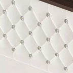 Letto imbottito in velluto Whisen Queen Size, letto a piattaforma con schienale ad ala, testiera alta 52'' con decorazione a rivetti, mensola sulla testiera