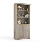 Libreria alta 180 cm con ante a scanalatura, scaffali espositivi a 5 ripiani con armadietto e ripiano regolabile, librerie moderne di metà secolo