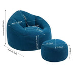 TUYOHW Poltrona Sacco con Poggiapiedi Imbottito, Sedia da Terra Imbottita in Schiuma per un Relax Totale, Set di Sedute Comode per Soggiorno, Camera da Letto