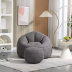 TUYOHW Poltrona Sacco con Poggiapiedi Imbottito, Sedia da Terra Imbottita in Schiuma per un Relax Totale, Set di Sedute Comode per Soggiorno, Camera da Letto
