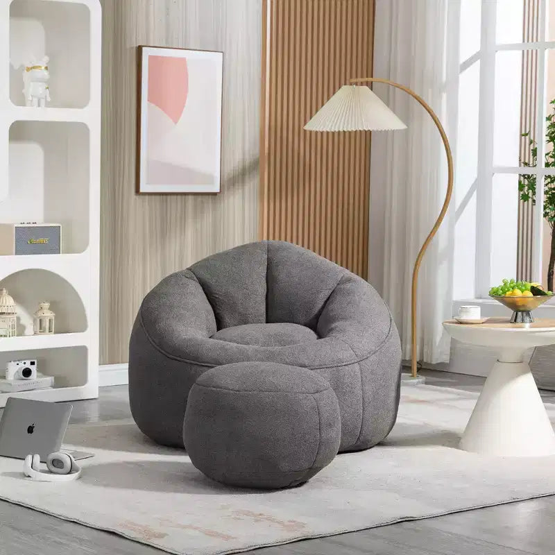 TUYOHW Poltrona Sacco con Poggiapiedi Imbottito, Sedia da Terra Imbottita in Schiuma per un Relax Totale, Set di Sedute Comode per Soggiorno, Camera da Letto