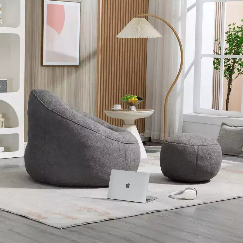 TUYOHW Poltrona Sacco con Poggiapiedi Imbottito, Sedia da Terra Imbottita in Schiuma per un Relax Totale, Set di Sedute Comode per Soggiorno, Camera da Letto