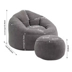 TUYOHW Poltrona Sacco con Poggiapiedi Imbottito, Sedia da Terra Imbottita in Schiuma per un Relax Totale, Set di Sedute Comode per Soggiorno, Camera da Letto