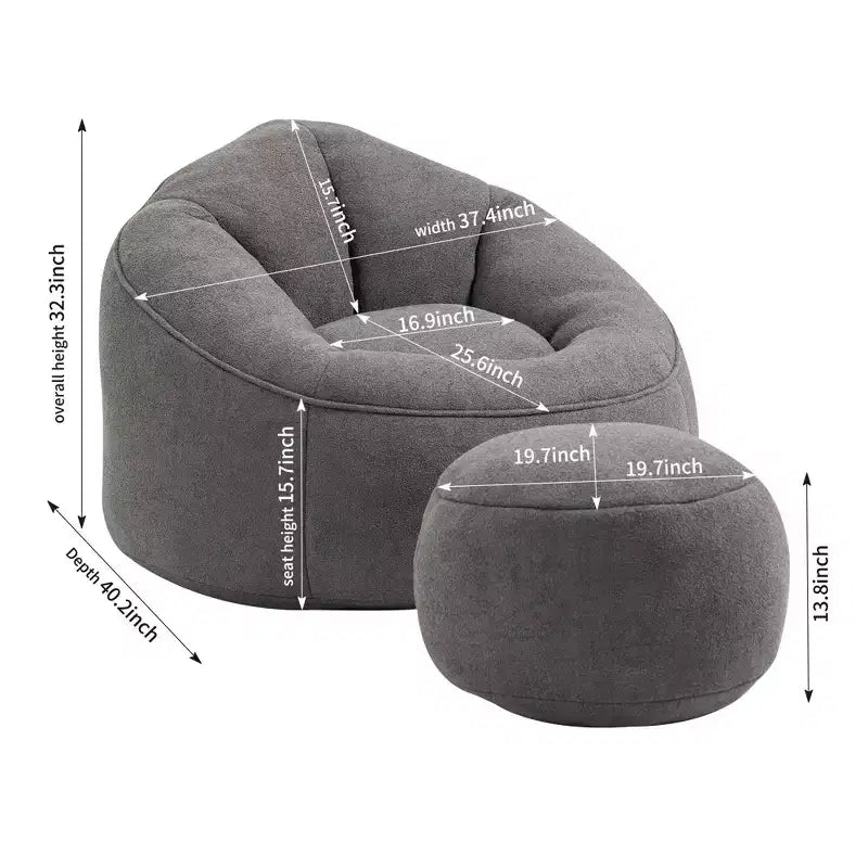 TUYOHW Poltrona Sacco con Poggiapiedi Imbottito, Sedia da Terra Imbottita in Schiuma per un Relax Totale, Set di Sedute Comode per Soggiorno, Camera da Letto