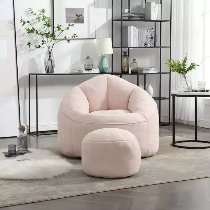 TUYOHW Poltrona Sacco con Poggiapiedi Imbottito, Sedia da Terra Imbottita in Schiuma per un Relax Totale, Set di Sedute Comode per Soggiorno, Camera da Letto
