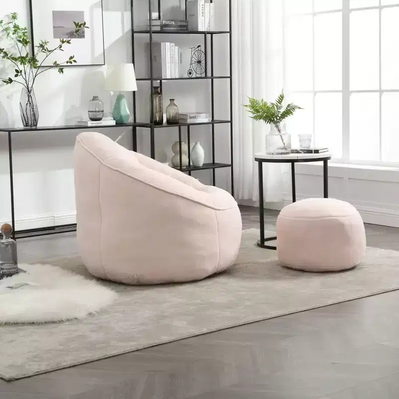 TUYOHW Poltrona Sacco con Poggiapiedi Imbottito, Sedia da Terra Imbottita in Schiuma per un Relax Totale, Set di Sedute Comode per Soggiorno, Camera da Letto