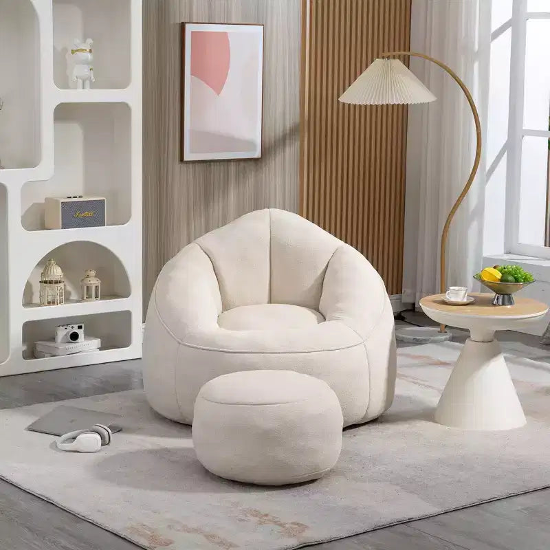 TUYOHW Poltrona Sacco con Poggiapiedi Imbottito, Sedia da Terra Imbottita in Schiuma per un Relax Totale, Set di Sedute Comode per Soggiorno, Camera da Letto