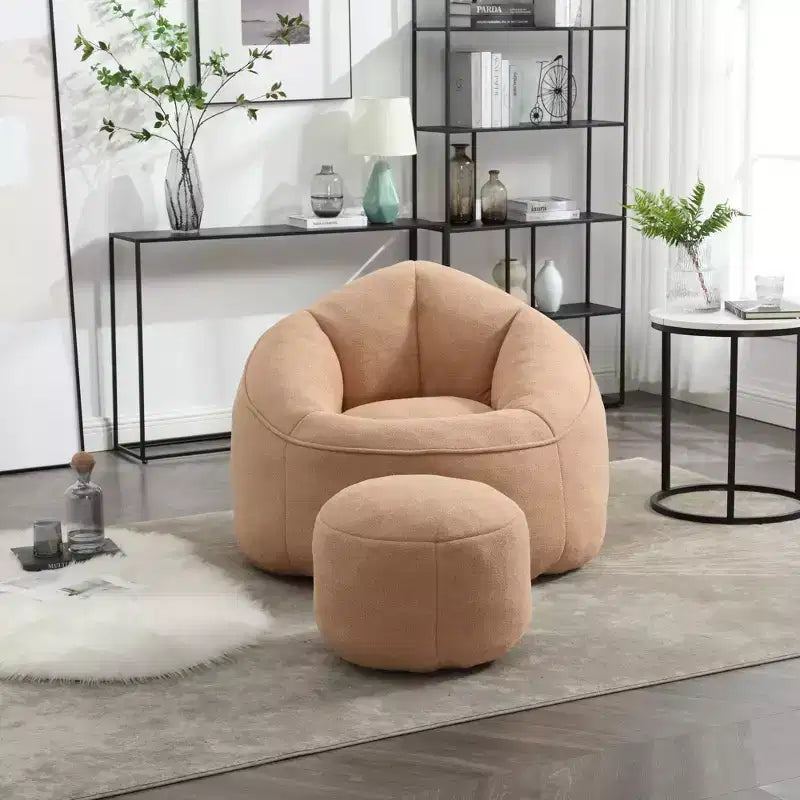 TUYOHW Poltrona Sacco con Poggiapiedi Imbottito, Sedia da Terra Imbottita in Schiuma per un Relax Totale, Set di Sedute Comode per Soggiorno, Camera da Letto
