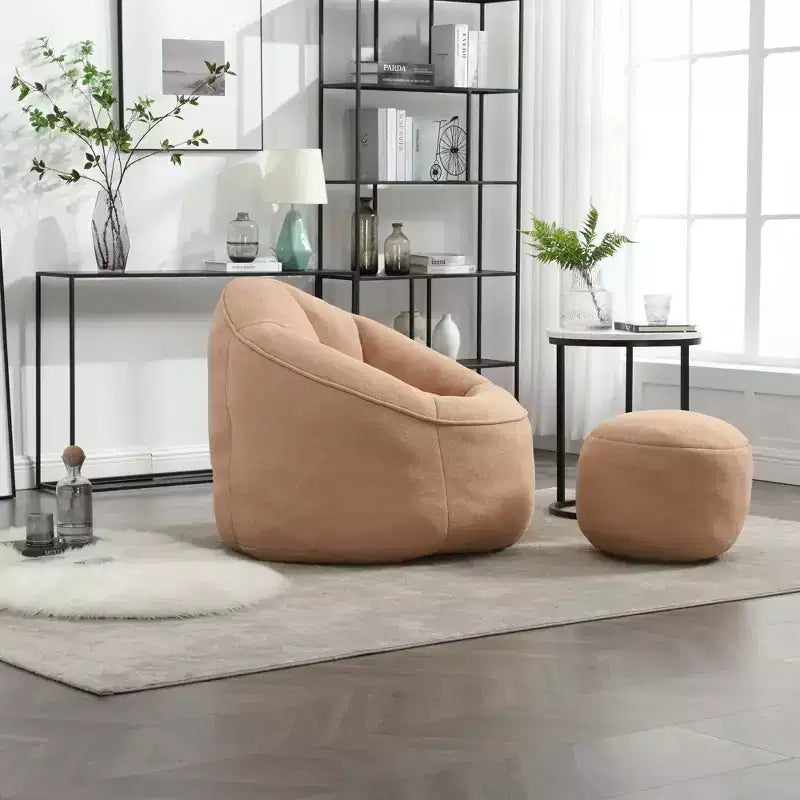 TUYOHW Poltrona Sacco con Poggiapiedi Imbottito, Sedia da Terra Imbottita in Schiuma per un Relax Totale, Set di Sedute Comode per Soggiorno, Camera da Letto