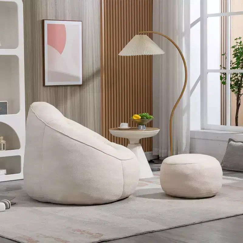 TUYOHW Poltrona Sacco con Poggiapiedi Imbottito, Sedia da Terra Imbottita in Schiuma per un Relax Totale, Set di Sedute Comode per Soggiorno, Camera da Letto