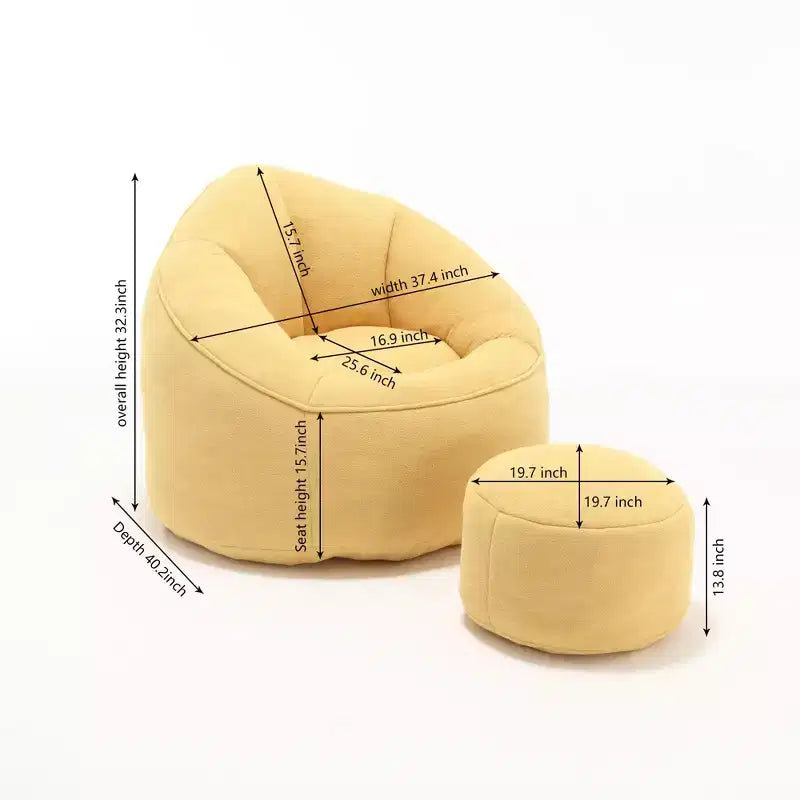 TUYOHW Poltrona Sacco con Poggiapiedi Imbottito, Sedia da Terra Imbottita in Schiuma per un Relax Totale, Set di Sedute Comode per Soggiorno, Camera da Letto