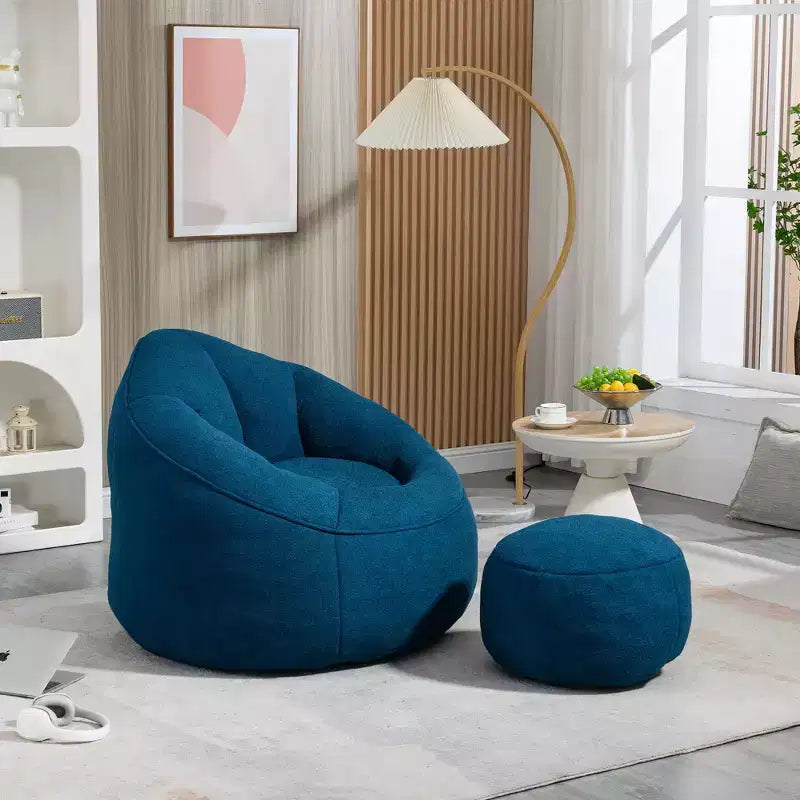 TUYOHW Poltrona Sacco con Poggiapiedi Imbottito, Sedia da Terra Imbottita in Schiuma per un Relax Totale, Set di Sedute Comode per Soggiorno, Camera da Letto
