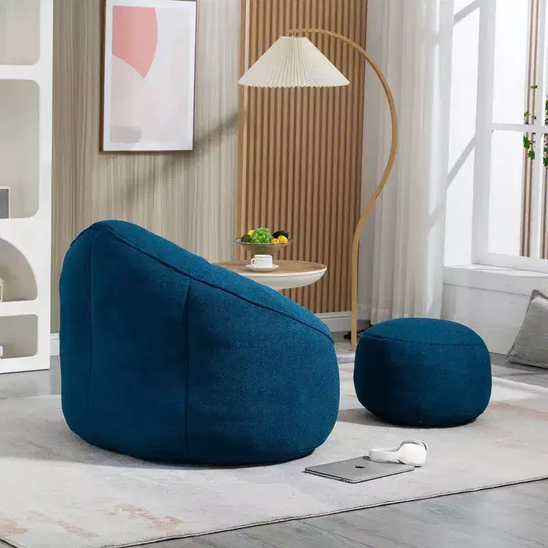 TUYOHW Poltrona Sacco con Poggiapiedi Imbottito, Sedia da Terra Imbottita in Schiuma per un Relax Totale, Set di Sedute Comode per Soggiorno, Camera da Letto