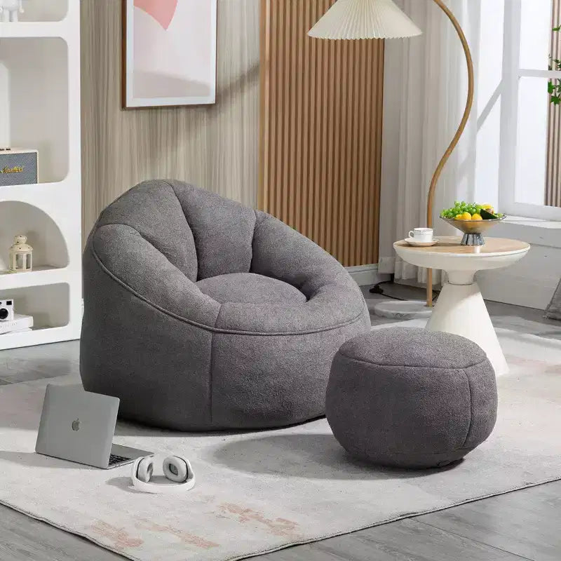 TUYOHW Poltrona Sacco con Poggiapiedi Imbottito, Sedia da Terra Imbottita in Schiuma per un Relax Totale, Set di Sedute Comode per Soggiorno, Camera da Letto