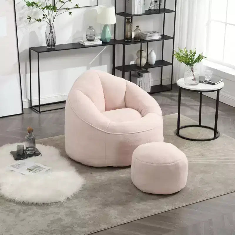 TUYOHW Poltrona Sacco con Poggiapiedi Imbottito, Sedia da Terra Imbottita in Schiuma per un Relax Totale, Set di Sedute Comode per Soggiorno, Camera da Letto