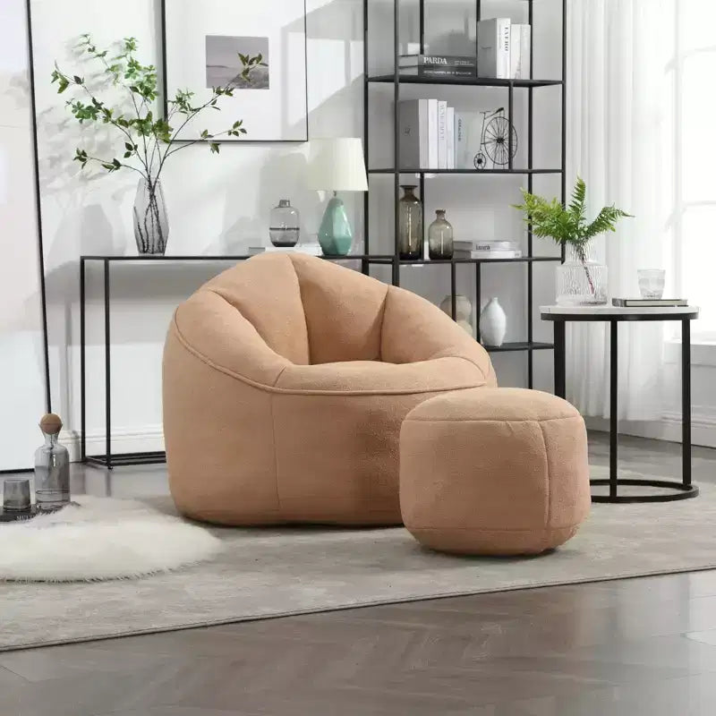 TUYOHW Poltrona Sacco con Poggiapiedi Imbottito, Sedia da Terra Imbottita in Schiuma per un Relax Totale, Set di Sedute Comode per Soggiorno, Camera da Letto