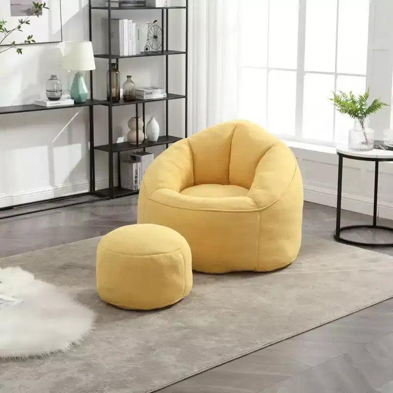 TUYOHW Poltrona Sacco con Poggiapiedi Imbottito, Sedia da Terra Imbottita in Schiuma per un Relax Totale, Set di Sedute Comode per Soggiorno, Camera da Letto