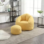 TUYOHW Poltrona Sacco con Poggiapiedi Imbottito, Sedia da Terra Imbottita in Schiuma per un Relax Totale, Set di Sedute Comode per Soggiorno, Camera da Letto
