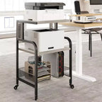 Carrello portastampante a 3 ripiani, resistente, mobile per ufficio, industriale, con ripiani portaoggetti regolabili e ruote bloccabili