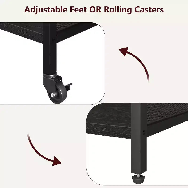 Carrello portastampante a 3 ripiani, resistente, mobile per ufficio, industriale, con ripiani portaoggetti regolabili e ruote bloccabili