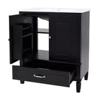 Mobile bagno con lavabo integrato, Mobiletto contenitore per bagno con cassetti e scaffale a giorno, Mobile bagno a lavabo singolo