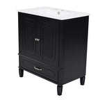 Mobile bagno con lavabo integrato, Mobiletto contenitore per bagno con cassetti e scaffale a giorno, Mobile bagno a lavabo singolo