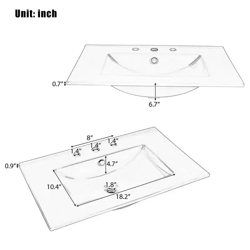 Mobile bagno con lavabo integrato, Mobiletto contenitore per bagno con cassetti e scaffale a giorno, Mobile bagno a lavabo singolo
