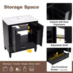 Mobile bagno con lavabo integrato, Mobiletto contenitore per bagno con cassetti e scaffale a giorno, Mobile bagno a lavabo singolo