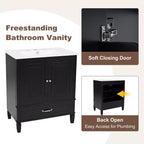 Mobile bagno con lavabo integrato, Mobiletto contenitore per bagno con cassetti e scaffale a giorno, Mobile bagno a lavabo singolo