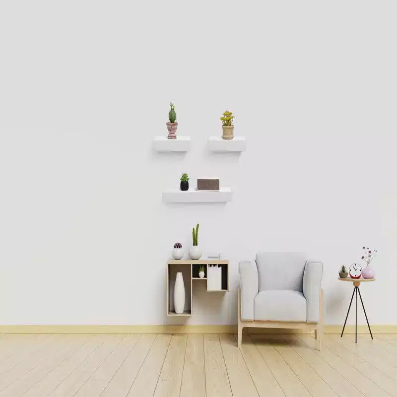 Mensola galleggiante bianca da 45 cm con staffa invisibile per montaggio a parete, perfetta per l'arredamento di bagno/camera da letto/cucina o per esporre libri/piante, facile da installare.
