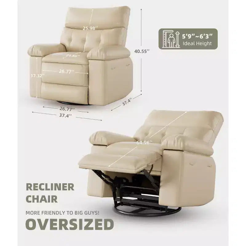 Poltrona reclinabile elettrica girevole a dondolo con massaggio, poltrona oversize in pelle PU, comoda poltrona per divano, poltrona reclinabile elettrica per soggiorno, camera da letto