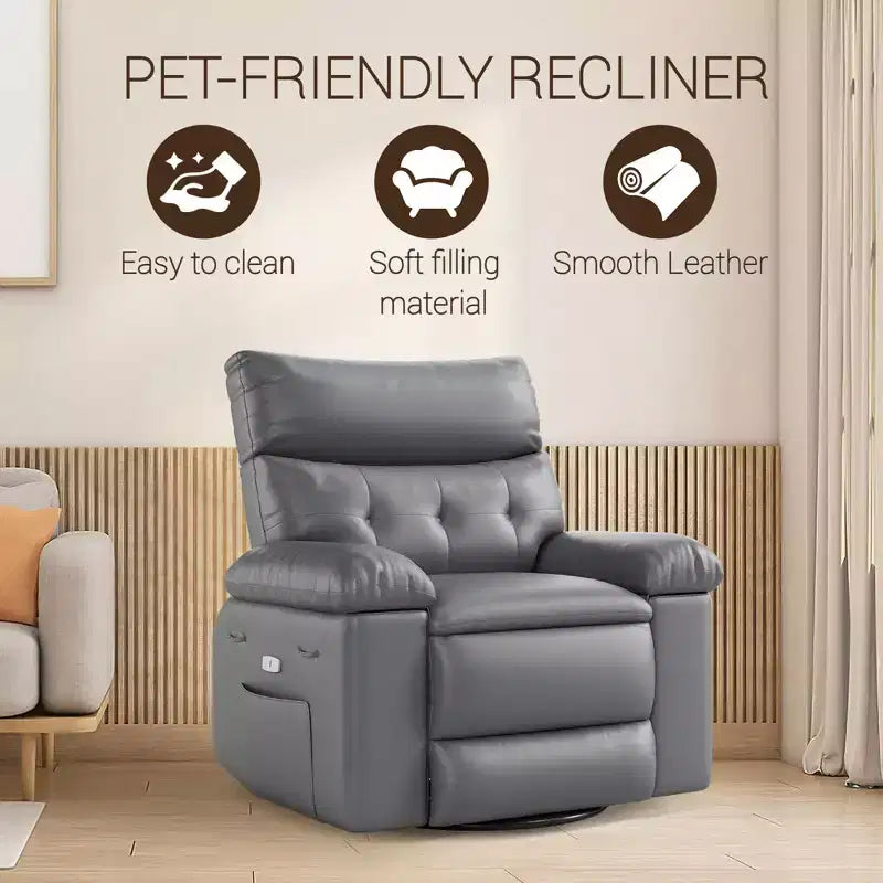 Poltrona reclinabile elettrica girevole a dondolo con massaggio, poltrona oversize in pelle PU, comoda poltrona per divano, poltrona reclinabile elettrica per soggiorno, camera da letto