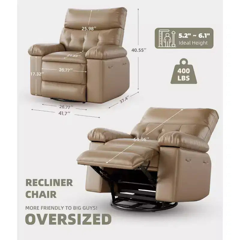 Poltrona reclinabile elettrica girevole a dondolo con massaggio, poltrona oversize in pelle PU, comoda poltrona per divano, poltrona reclinabile elettrica per soggiorno, camera da letto