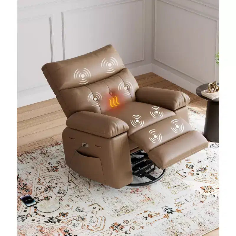Poltrona reclinabile elettrica girevole a dondolo con massaggio, poltrona oversize in pelle PU, comoda poltrona per divano, poltrona reclinabile elettrica per soggiorno, camera da letto