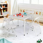 Folding Card Table & Chair Set, Leather Padded Chairs with Cushion, Durable Steel Frame & Square Table for Dining Room/Small Spaces