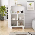 Bathroom Floor Cabinet, 45.28 H Storage Cabinet with Glass Door Shelves, Freestanding Display Cabinet for Kitchen, Living Room, Hallway.