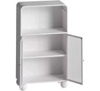 Mobiletto da Bagno con Ante, Mobile Contenitore Alto 115 cm con Sportelli in Vetro, Armadietto Espositore Autoportante per Cucina, Soggiorno, Corridoio.