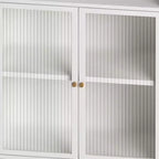 Mobiletto da Bagno con Ante, Mobile Contenitore Alto 115 cm con Sportelli in Vetro, Armadietto Espositore Autoportante per Cucina, Soggiorno, Corridoio.