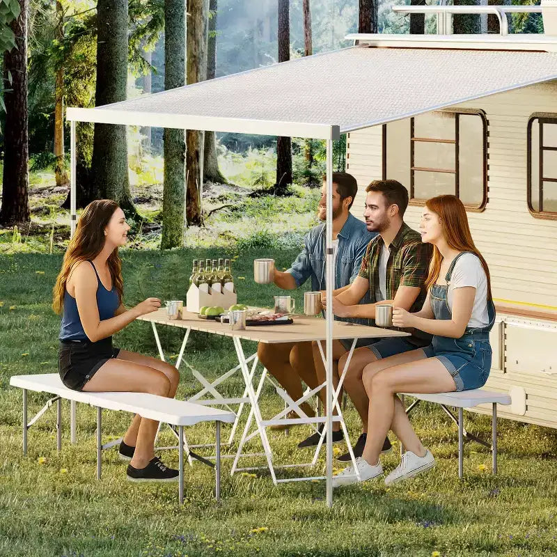 Panca Pieghevole Portatile 180cm, 2 Pezzi, Panca Pieghevole in Plastica HDPE con Maniglia per il Trasporto per Picnic all'Aperto, Campeggio, Feste e Attività Sportive