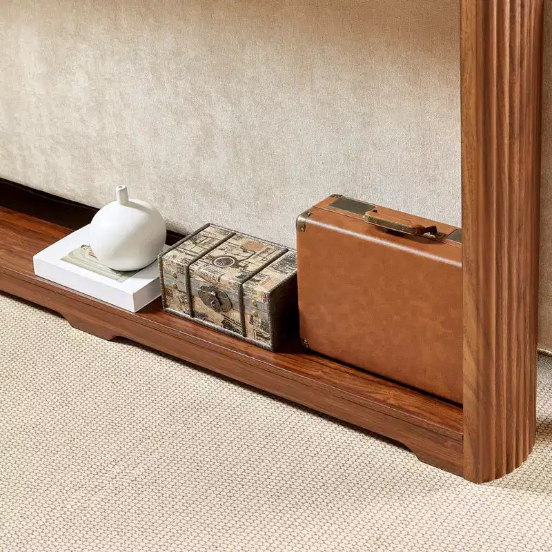 TUYOHW 70 Tavolo Consolle, Tavolo Divano Moderno a Onda con Ripiano Aperto, Tavolino Stretto in Legno con Piano Spesso per Corridoio, Ingresso, Soggiorno