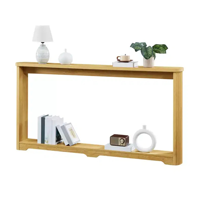 TUYOHW 70 Tavolo Consolle, Tavolo Divano Moderno a Onda con Ripiano Aperto, Tavolino Stretto in Legno con Piano Spesso per Corridoio, Ingresso, Soggiorno