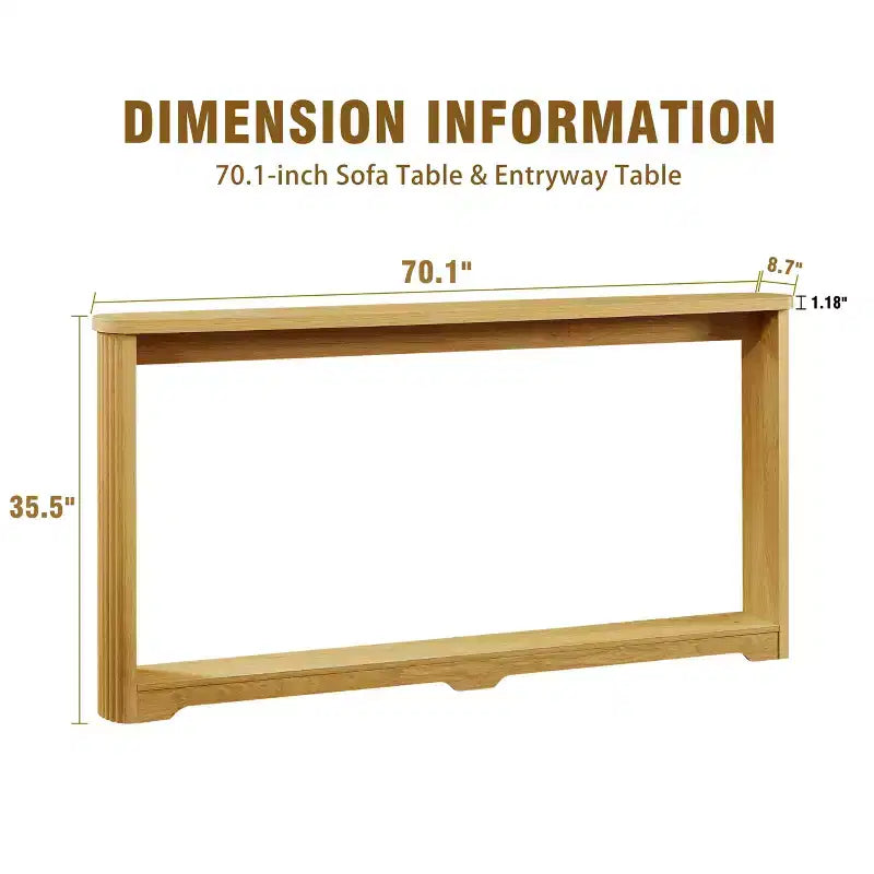 TUYOHW 70 Tavolo Consolle, Tavolo Divano Moderno a Onda con Ripiano Aperto, Tavolino Stretto in Legno con Piano Spesso per Corridoio, Ingresso, Soggiorno