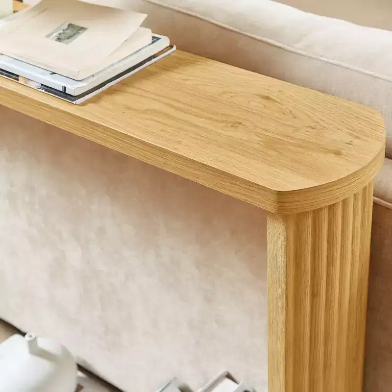 TUYOHW 70 Tavolo Consolle, Tavolo Divano Moderno a Onda con Ripiano Aperto, Tavolino Stretto in Legno con Piano Spesso per Corridoio, Ingresso, Soggiorno