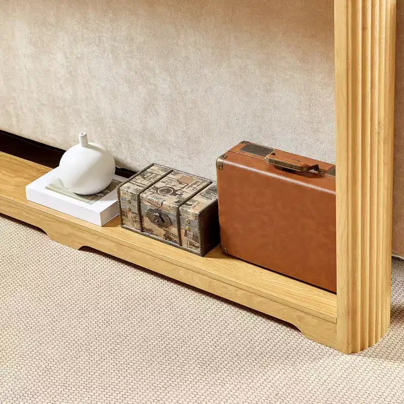 TUYOHW 70 Tavolo Consolle, Tavolo Divano Moderno a Onda con Ripiano Aperto, Tavolino Stretto in Legno con Piano Spesso per Corridoio, Ingresso, Soggiorno