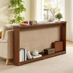 TUYOHW 70 Tavolo Consolle, Tavolo Divano Moderno a Onda con Ripiano Aperto, Tavolino Stretto in Legno con Piano Spesso per Corridoio, Ingresso, Soggiorno