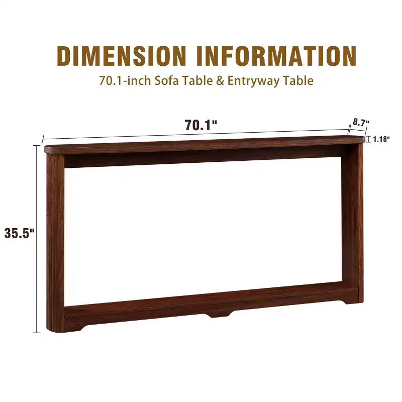 TUYOHW 70 Tavolo Consolle, Tavolo Divano Moderno a Onda con Ripiano Aperto, Tavolino Stretto in Legno con Piano Spesso per Corridoio, Ingresso, Soggiorno